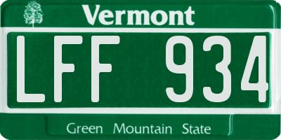 VT license plate LFF934