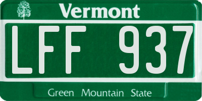 VT license plate LFF937