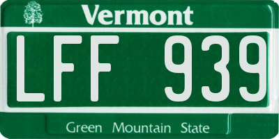 VT license plate LFF939