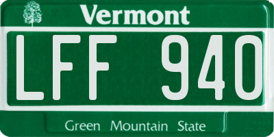 VT license plate LFF940