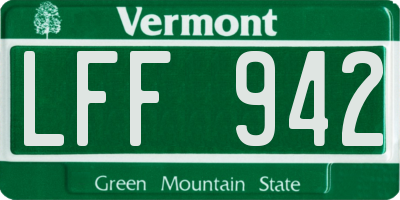 VT license plate LFF942