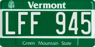 VT license plate LFF945