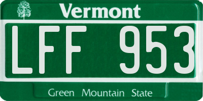 VT license plate LFF953