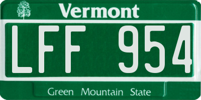 VT license plate LFF954