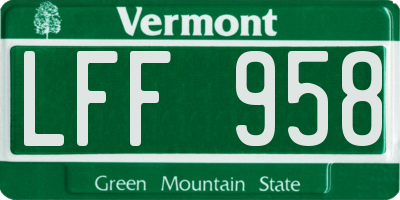 VT license plate LFF958