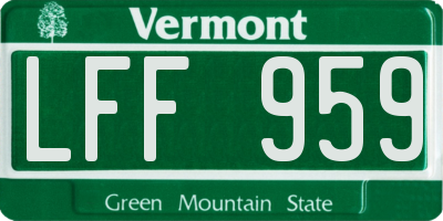 VT license plate LFF959