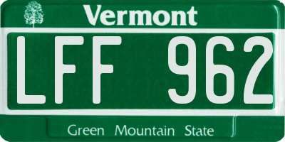 VT license plate LFF962