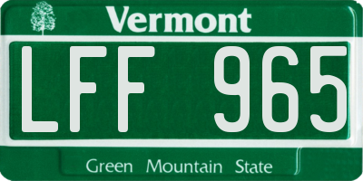 VT license plate LFF965