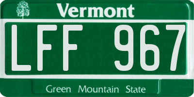 VT license plate LFF967