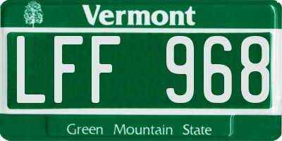 VT license plate LFF968