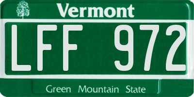 VT license plate LFF972