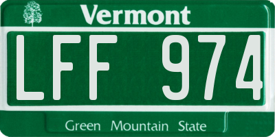 VT license plate LFF974