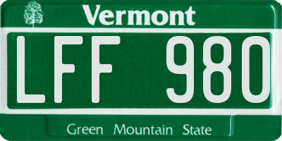 VT license plate LFF980