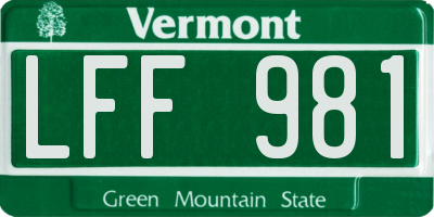 VT license plate LFF981