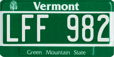 VT license plate LFF982