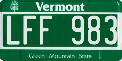 VT license plate LFF983
