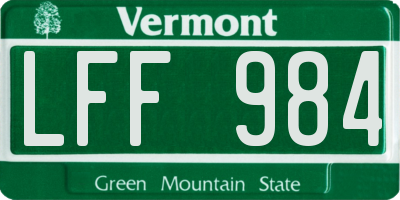 VT license plate LFF984