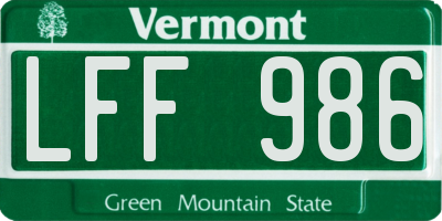 VT license plate LFF986