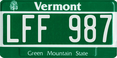 VT license plate LFF987
