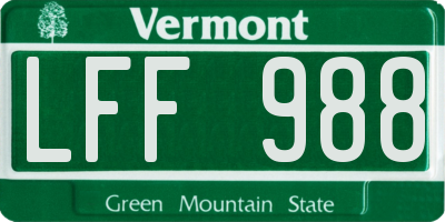 VT license plate LFF988