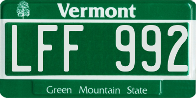 VT license plate LFF992