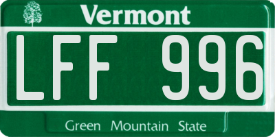 VT license plate LFF996
