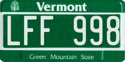 VT license plate LFF998