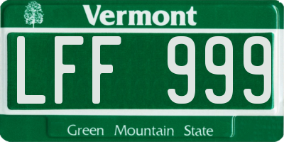 VT license plate LFF999