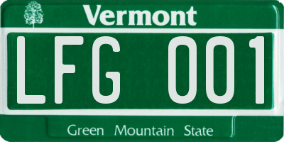 VT license plate LFG001