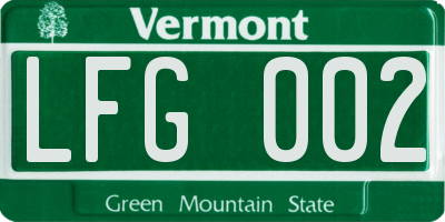 VT license plate LFG002
