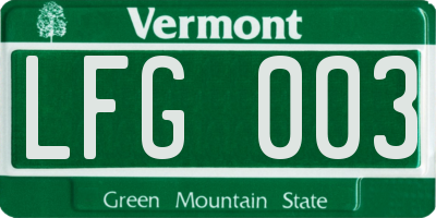 VT license plate LFG003