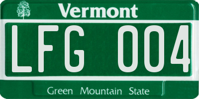 VT license plate LFG004
