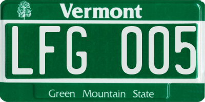 VT license plate LFG005