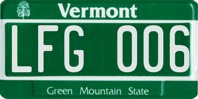 VT license plate LFG006