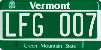 VT license plate LFG007