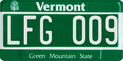 VT license plate LFG009