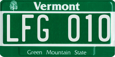 VT license plate LFG010