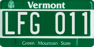 VT license plate LFG011
