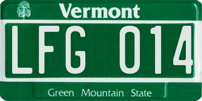 VT license plate LFG014