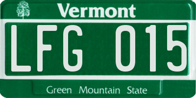 VT license plate LFG015