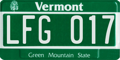VT license plate LFG017