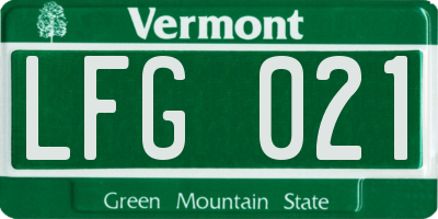 VT license plate LFG021