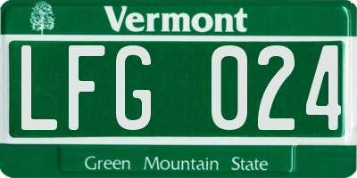VT license plate LFG024