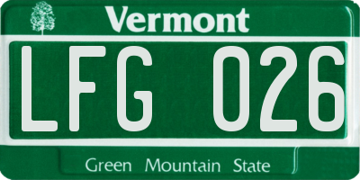 VT license plate LFG026