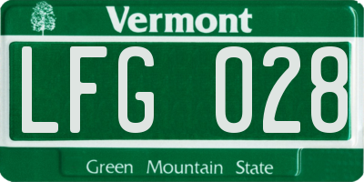 VT license plate LFG028