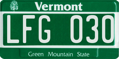 VT license plate LFG030