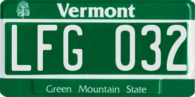 VT license plate LFG032
