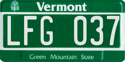 VT license plate LFG037