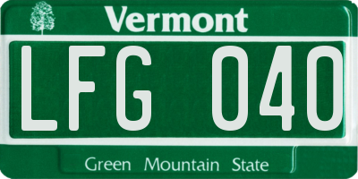 VT license plate LFG040