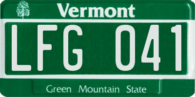 VT license plate LFG041